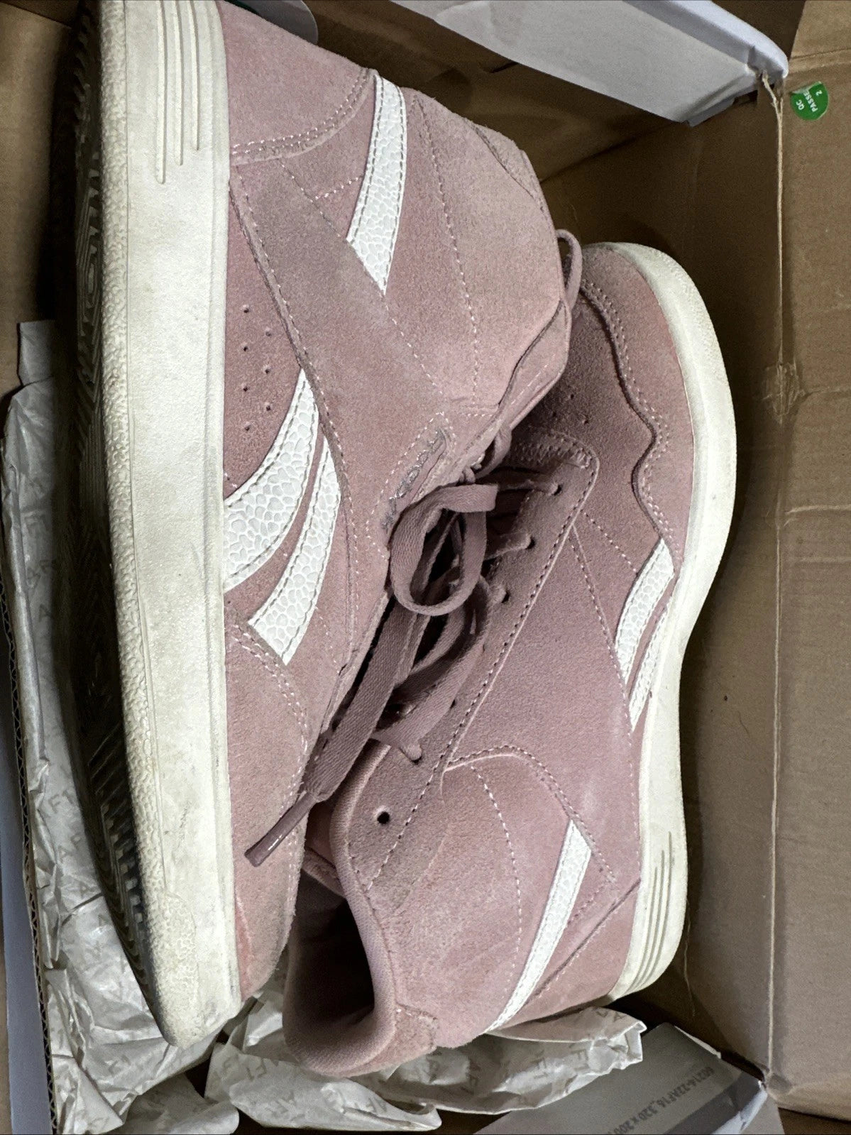 Reebok Club High Womens Size 7 Pink White Athletic Suede Shoes Sneakers