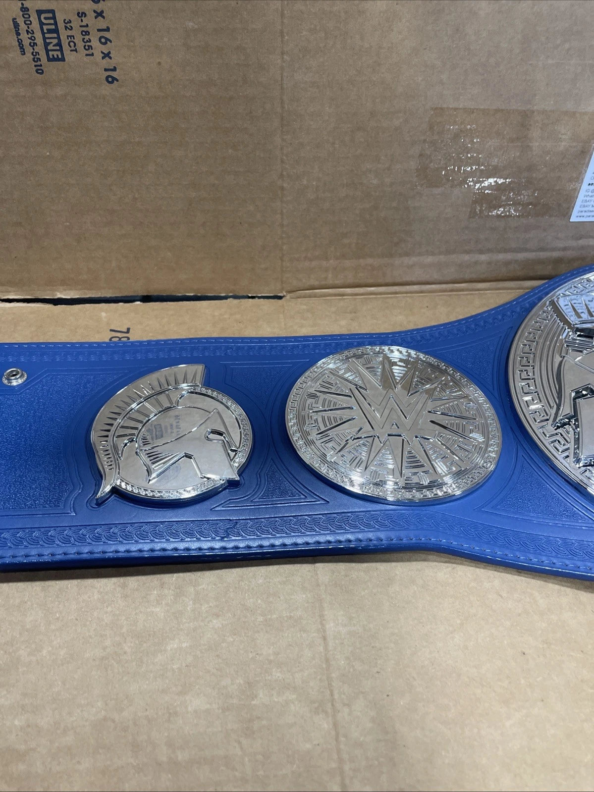 WWE Mens Smackdown Tag Team Championship Commemorative Belt Blue Leather Strap