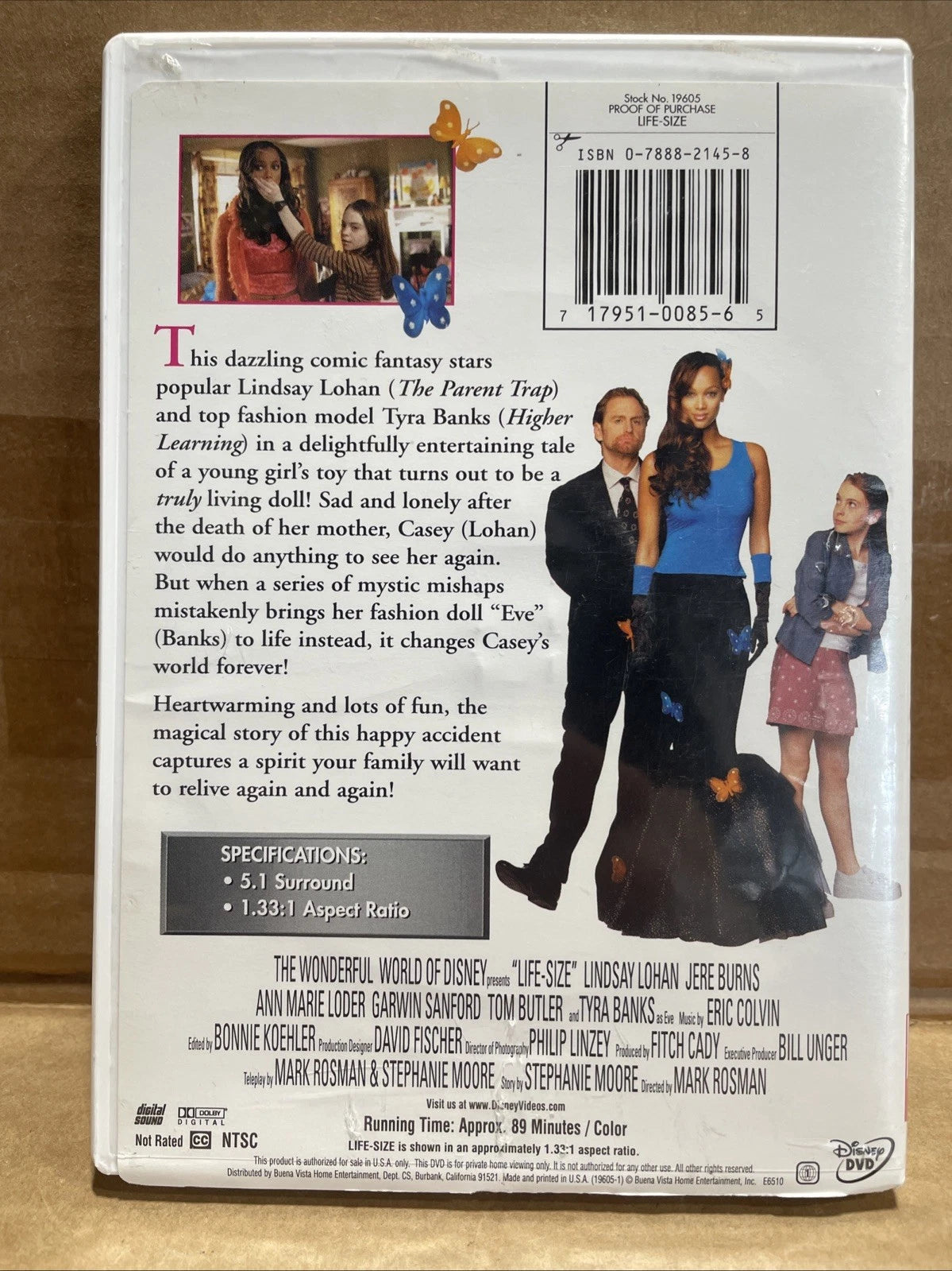 Disney Life-Size DVD 2000 Lindsay Lohan Tyra Banks With Insert