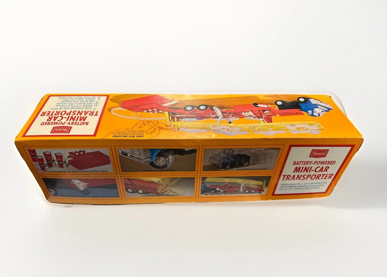 VTG Sears toy Battery-Powered Mini-Car Transporter intact 1970's CAR WORKS