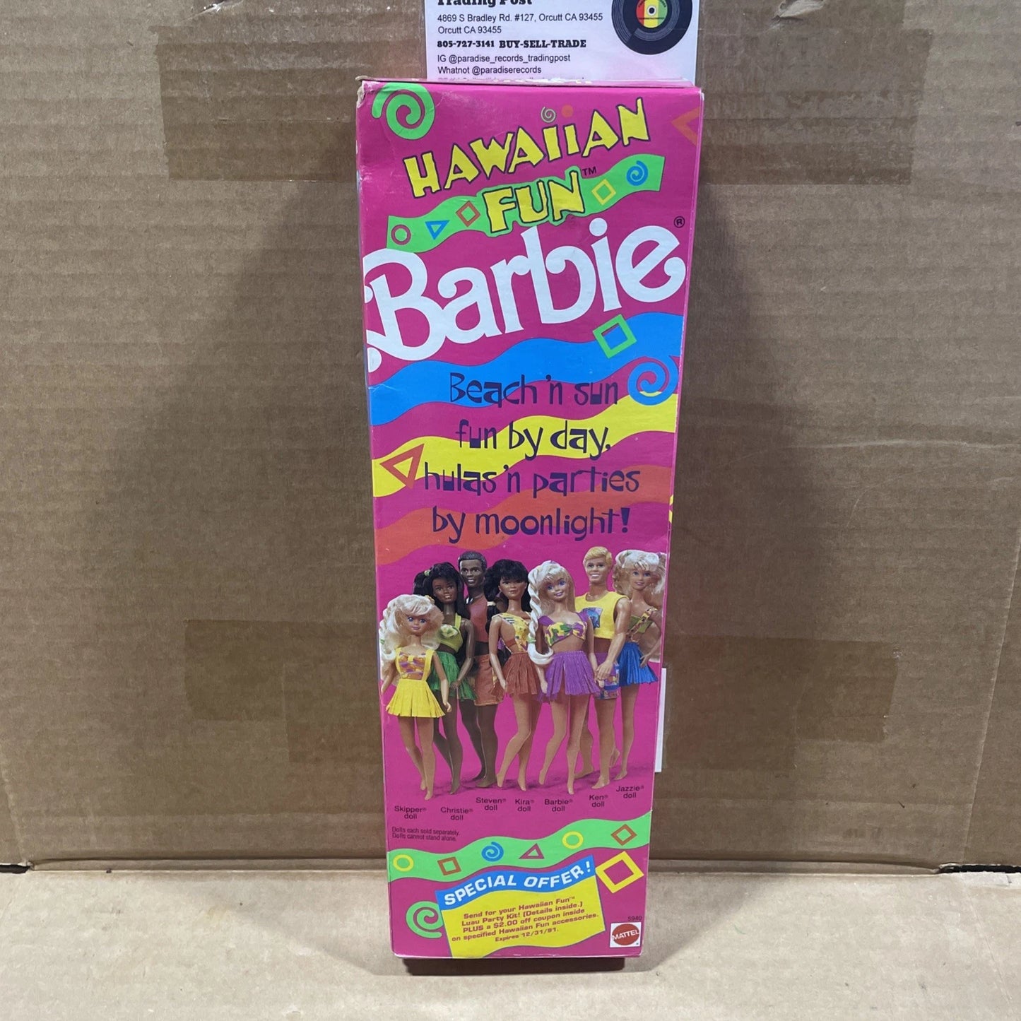 1990 Hawaiian Fun Barbie w/Hula Skirt & Pineapple Scent Bracelet New In Box HTF