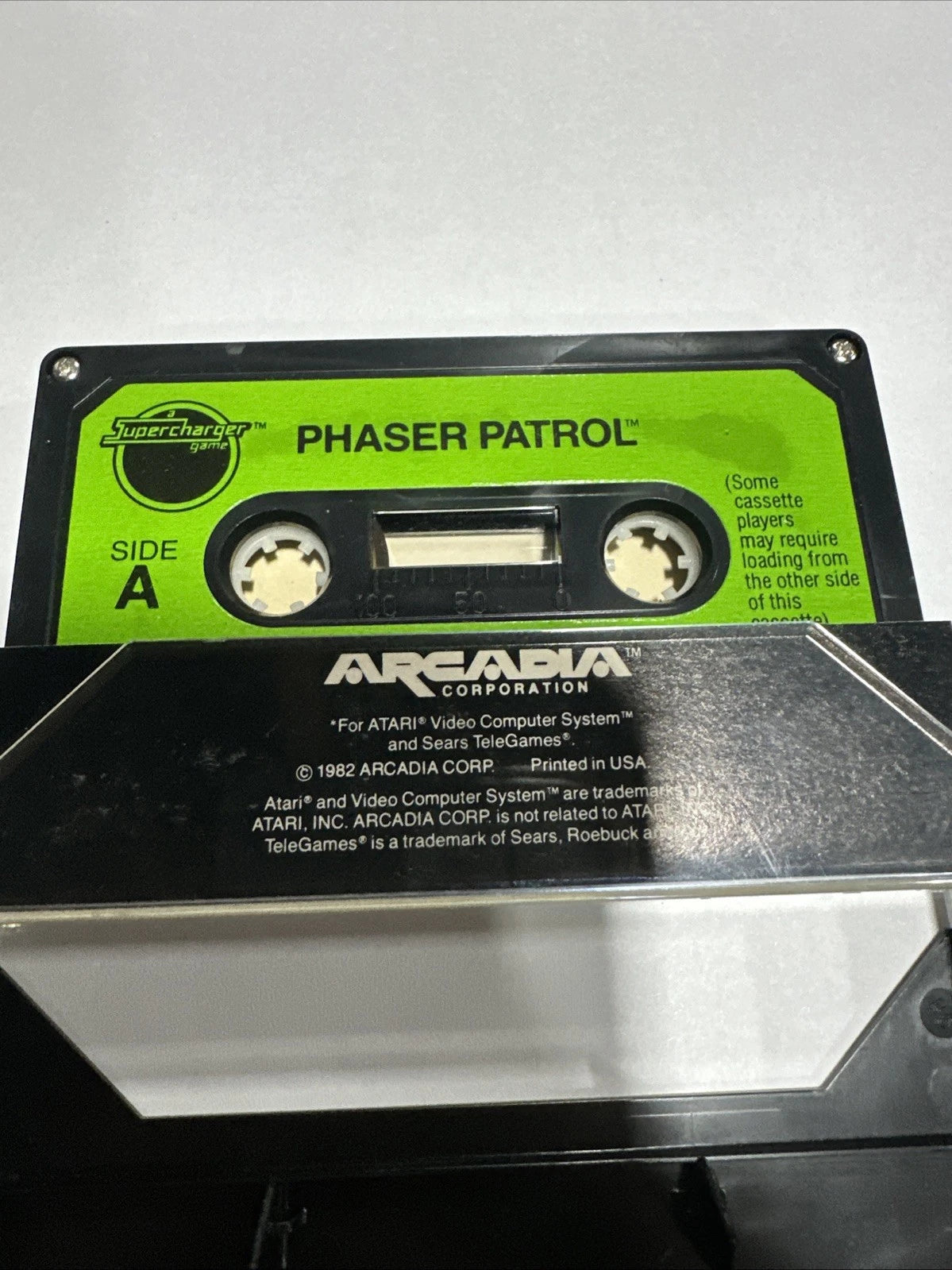 Phaser Patrol (Atari 2600, 1982) Cassette Game and Adaptor Vintage