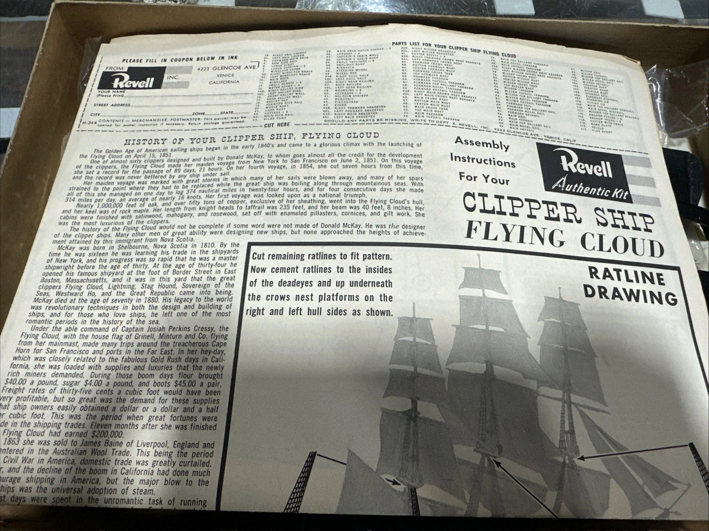Revell Vintage Flying Cloud Clipper Ship Model Kit