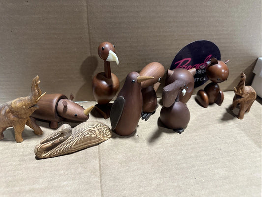 Senshukai Royal Pet Set of 10 apanese Vintage Wooden Animal Figurine Figure