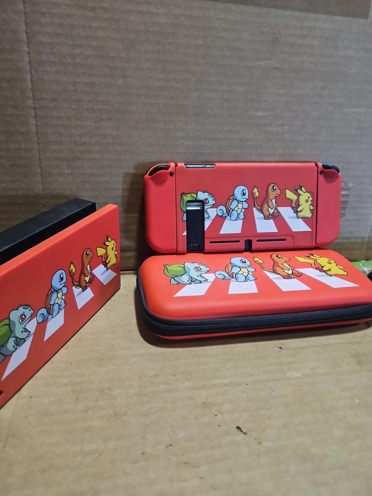 Nintendo Switch Console HAC-001 Neon Red/Blue Controllers Pokemon Themed Cases