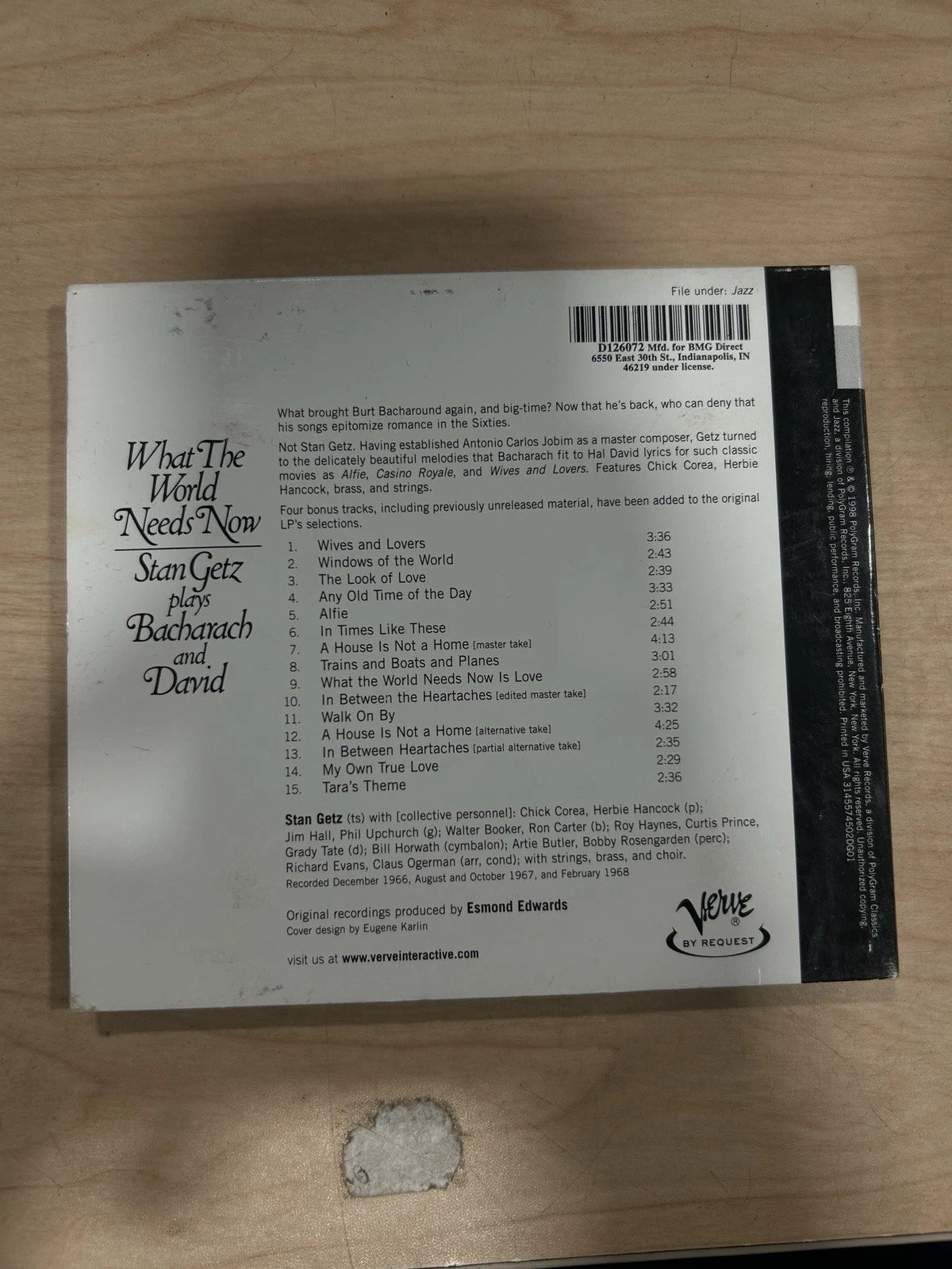 Stan Getz: What The World Needs Now CD Verve Jazz Records 1968