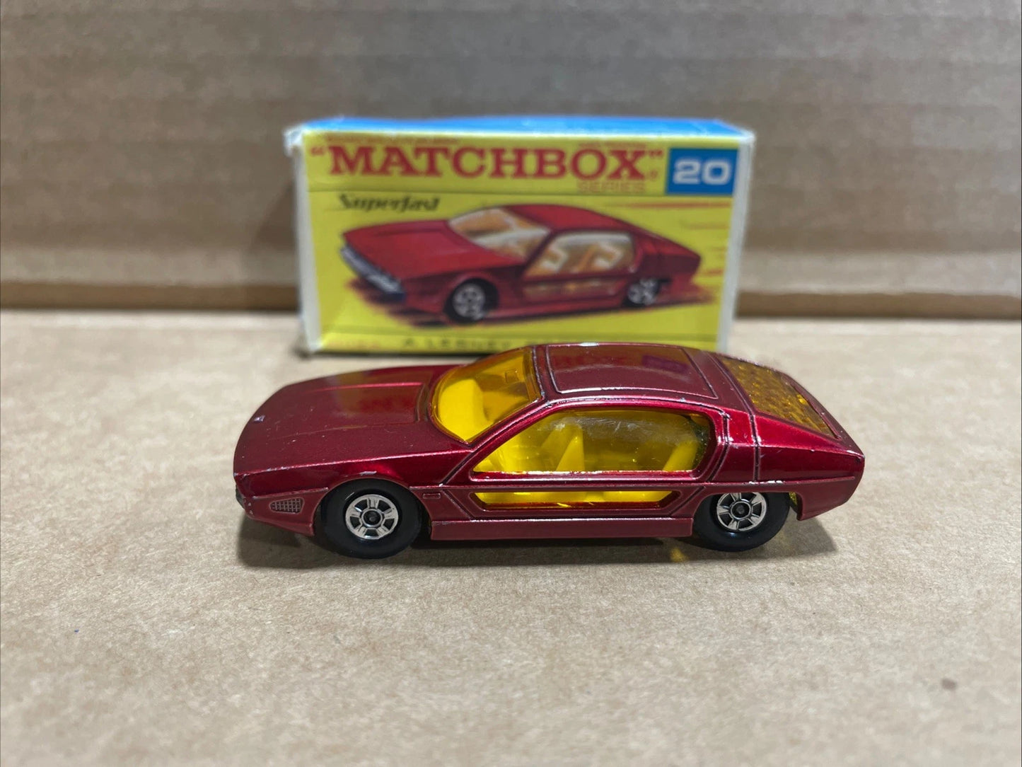 1969 Lesney Matchbox Superfast #20 Lamborghini Marzal Red W Original Box England