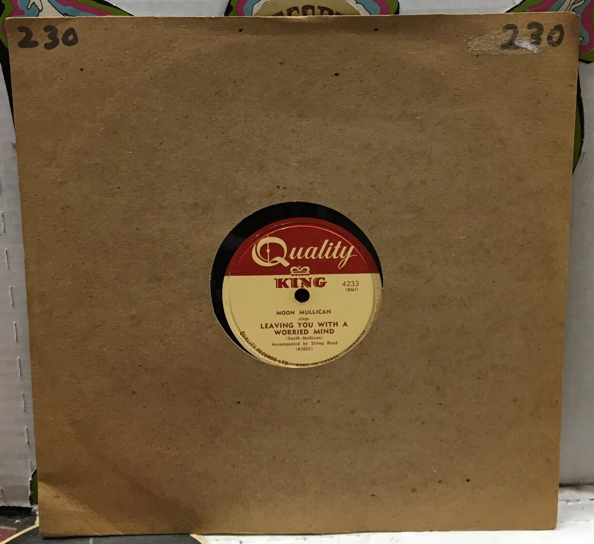 Moon Mullican Leaving You With A Worried Mind 10” Import Record 4233