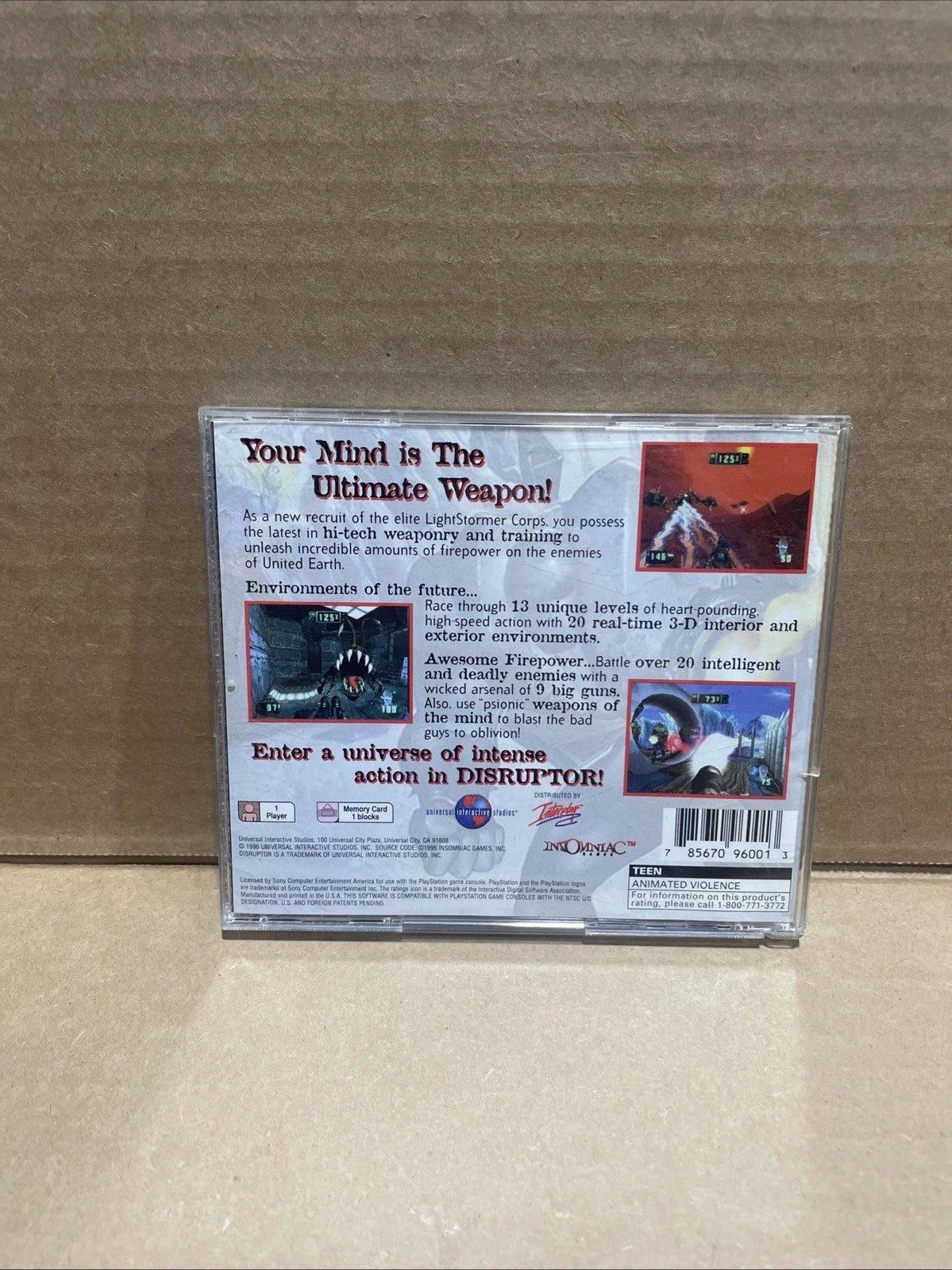 Disruptor PlayStation 1 Video Game Sci-Fi Shooter