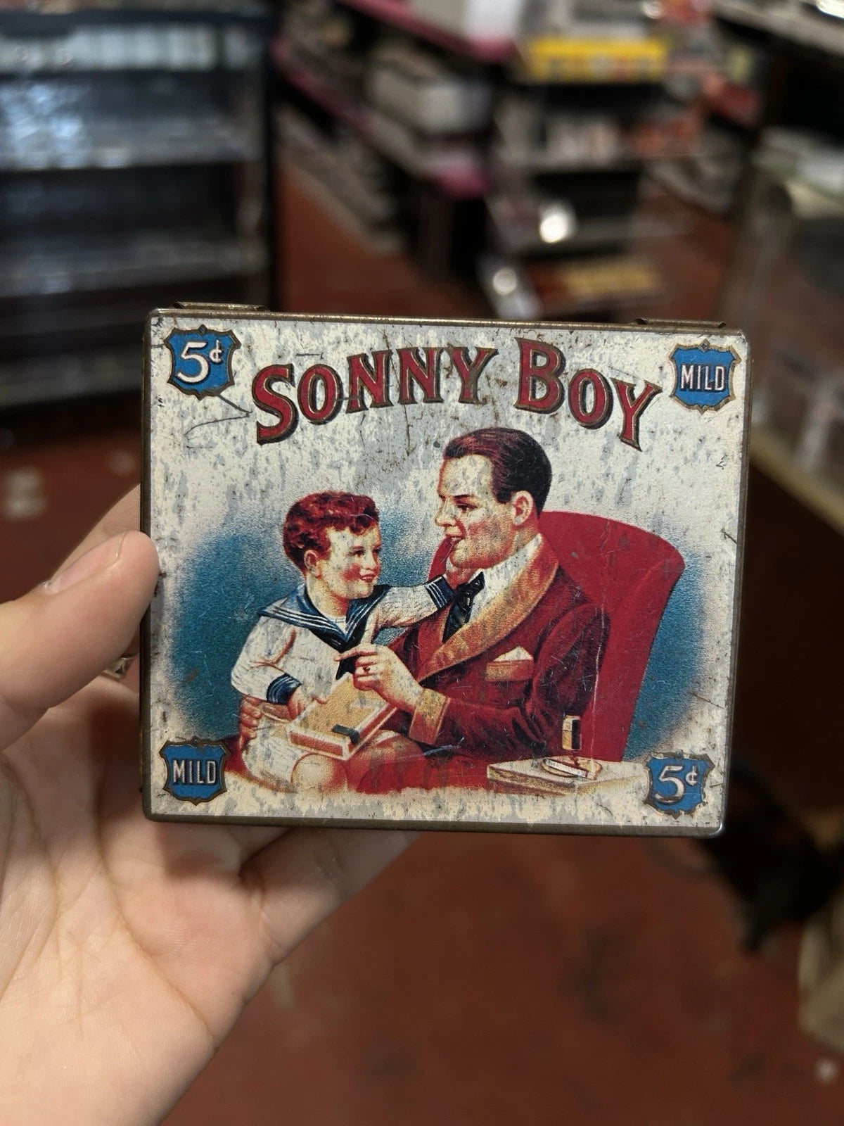 Vintage Sonny Boy Cigar Tin Mild 5 Cents Made in England Dodo Designs