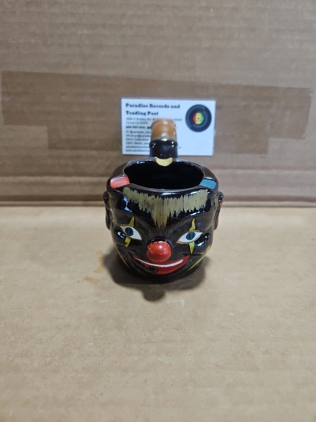 Vintage Ceramic Clown Face Pipe Shape Ashtray
