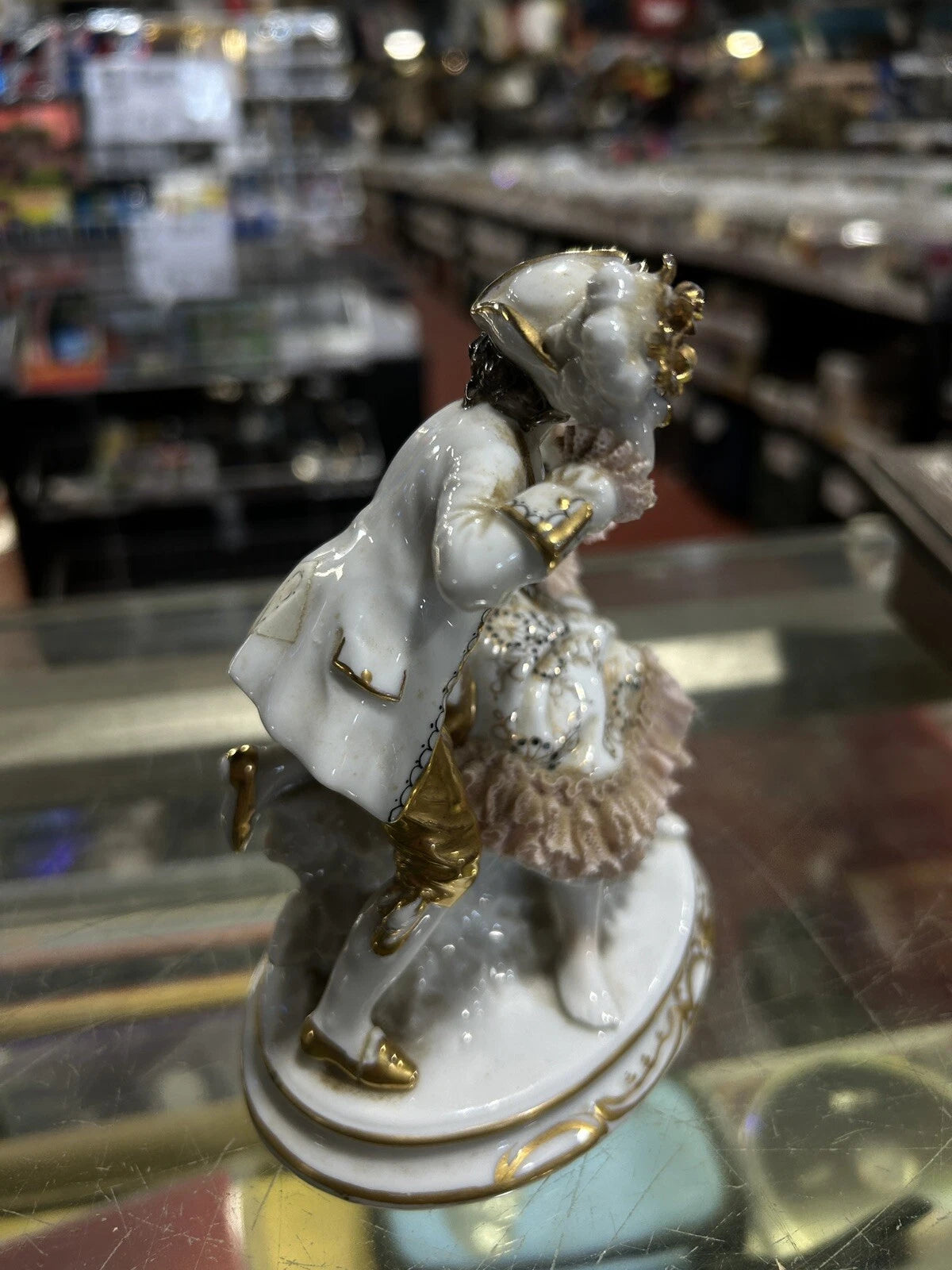 RARE Dresden MZ German Porcelain Lace Dancing Couple