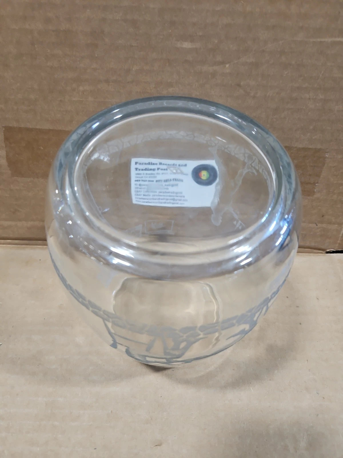 HEISEY Etched Glass Jar Rare Vintage 7 1/2 X 6 Inch Glass