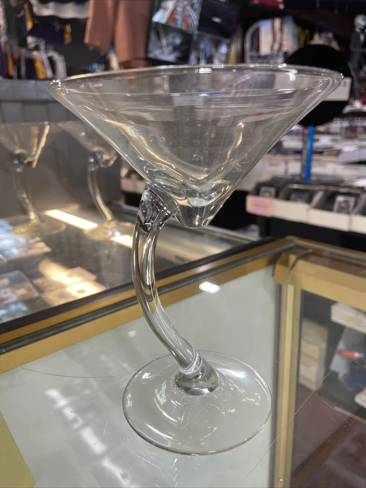 Libbey SWERVE Martini Cocktail Glasses Clear Curved Offset Stem Set Of 4