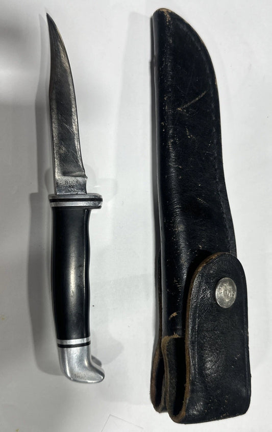 VINTAGE BUCK 105 PATHFINDER KNIFE 1990 With Original LEATHER SHEATH