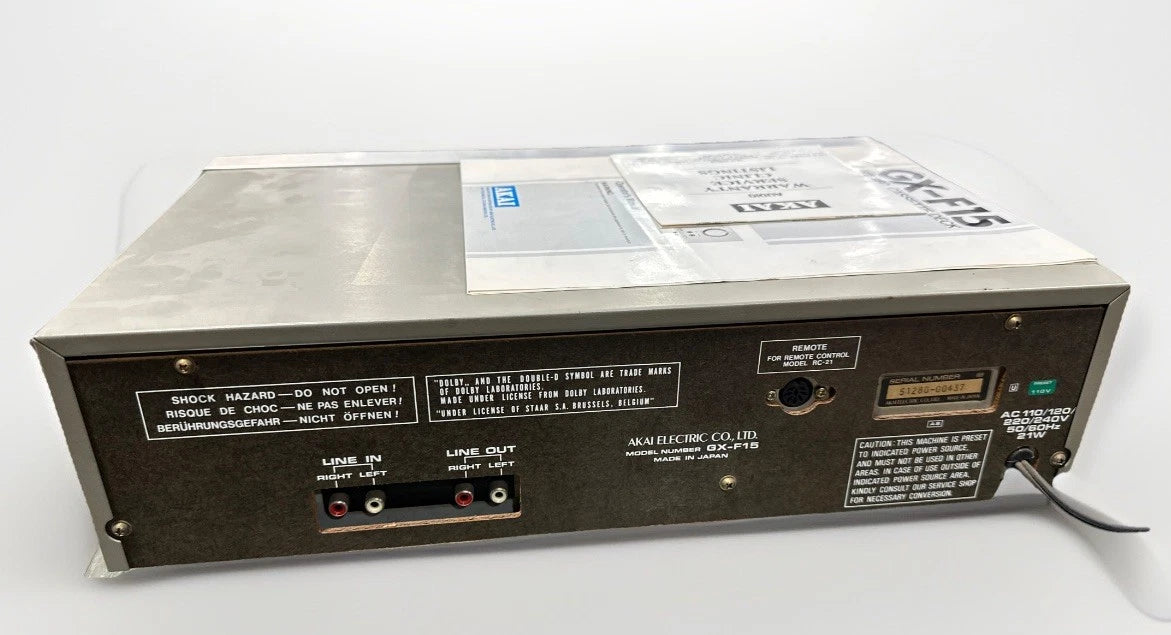 AKAI Cassette Deck GX-F15 works great...JAPAN