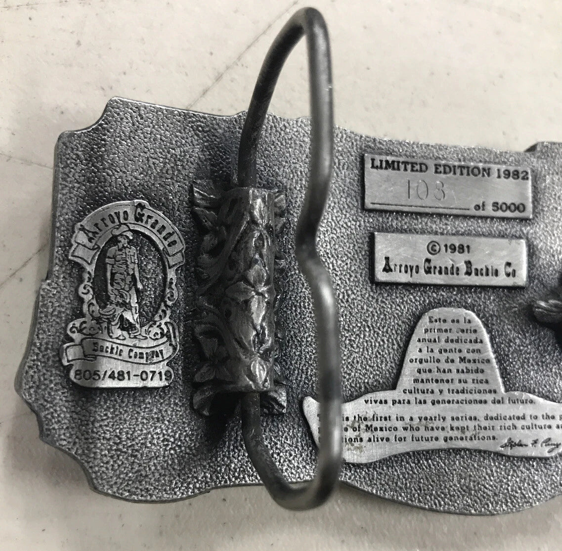 Mexico 1982 Commemorative Limited Edition Belt Buckle