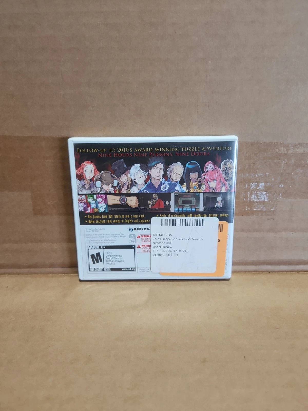 Zero Escape: Virtue's Last Reward Nintendo 3DS CIB