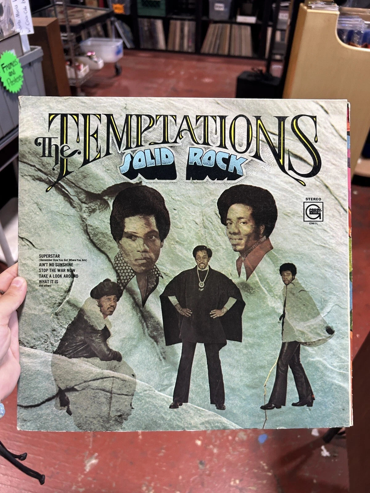 THE TEMPTATIONS Solid Rock LP GORDY G961L stereo psych soul funk gatefold nm