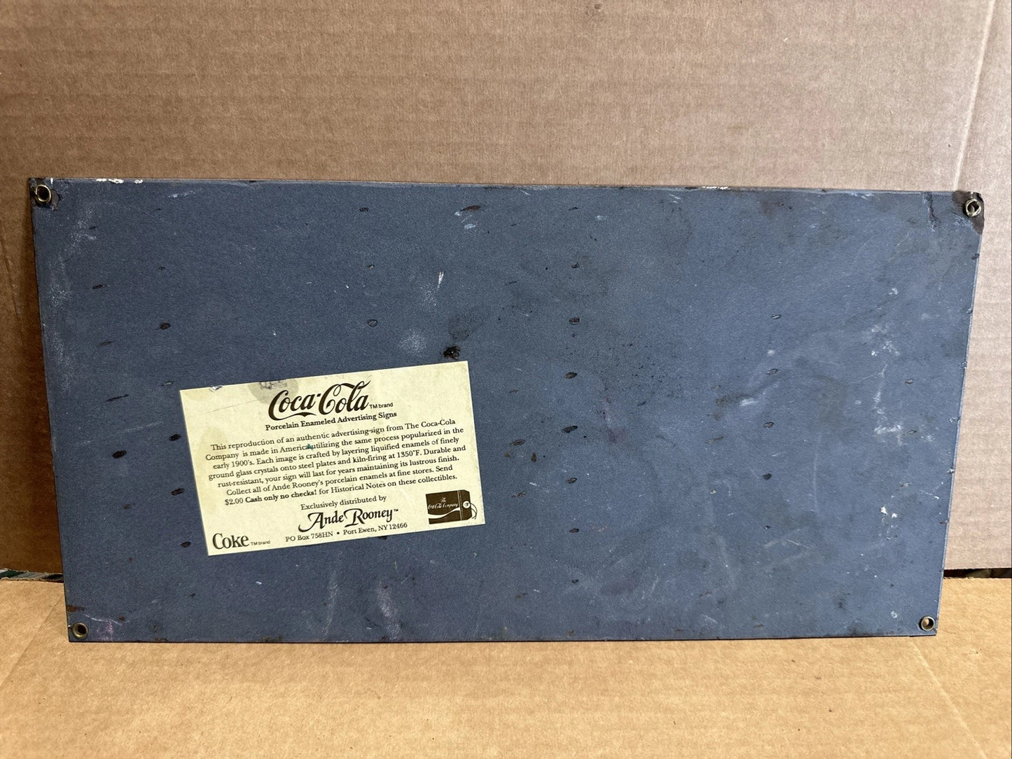 16x8 in DRINK COCA-COLA SODA POP ADV. SIGN DIE CUT HEAVY METAL PORCELAIN - S 316