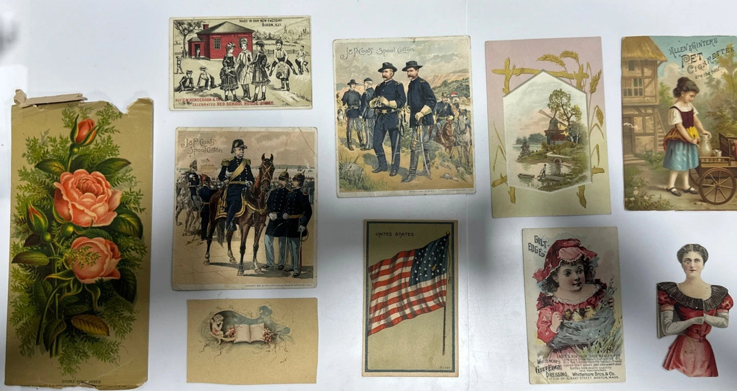 1880-90s Vintage Antique Cards, Stickers, & Letters Lot