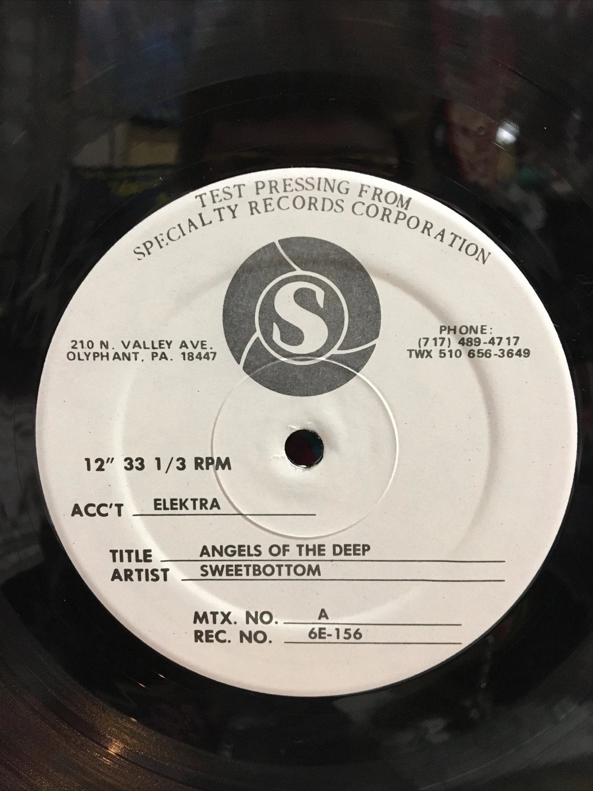 Sweetbottom Angels Of The Deep Test Pressing Record