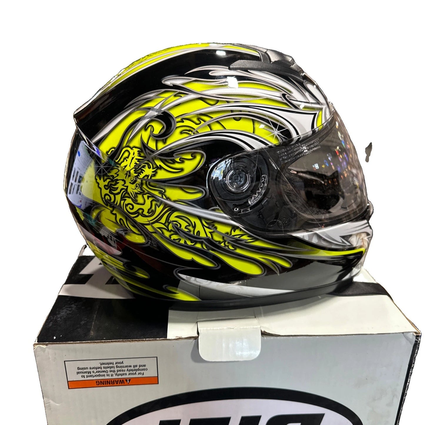 BILT LEGACY/BLH73 Full-Face Motorcycle Helmet - M, Black/Green With Box And Bag