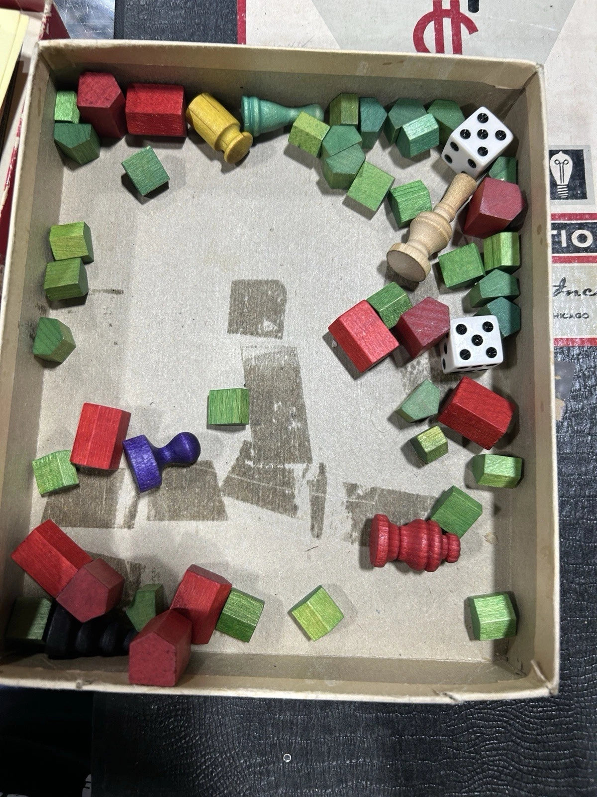 Vintage 1951 Monopoly Board Game Wood Pieces