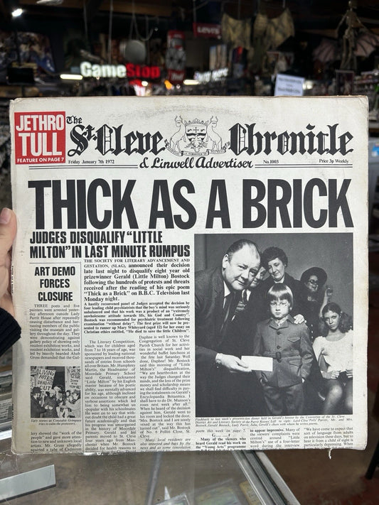 Jethro Tull Thick As A Brick Vinyl Record VG/VG CHR 1003 1972 Newspaper Cover