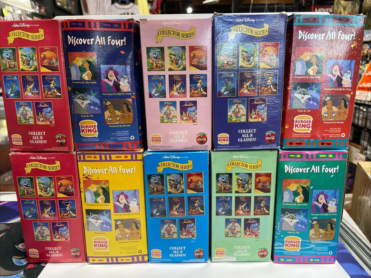 1994 Burger King Walt Disney Collector Series Drinking Cups Set of 10