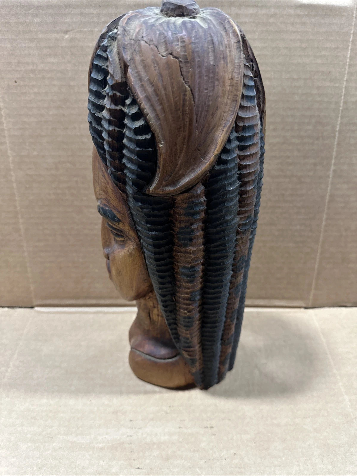 One Of A Kind Wood Carving Bust Of Woman In Corn Shape