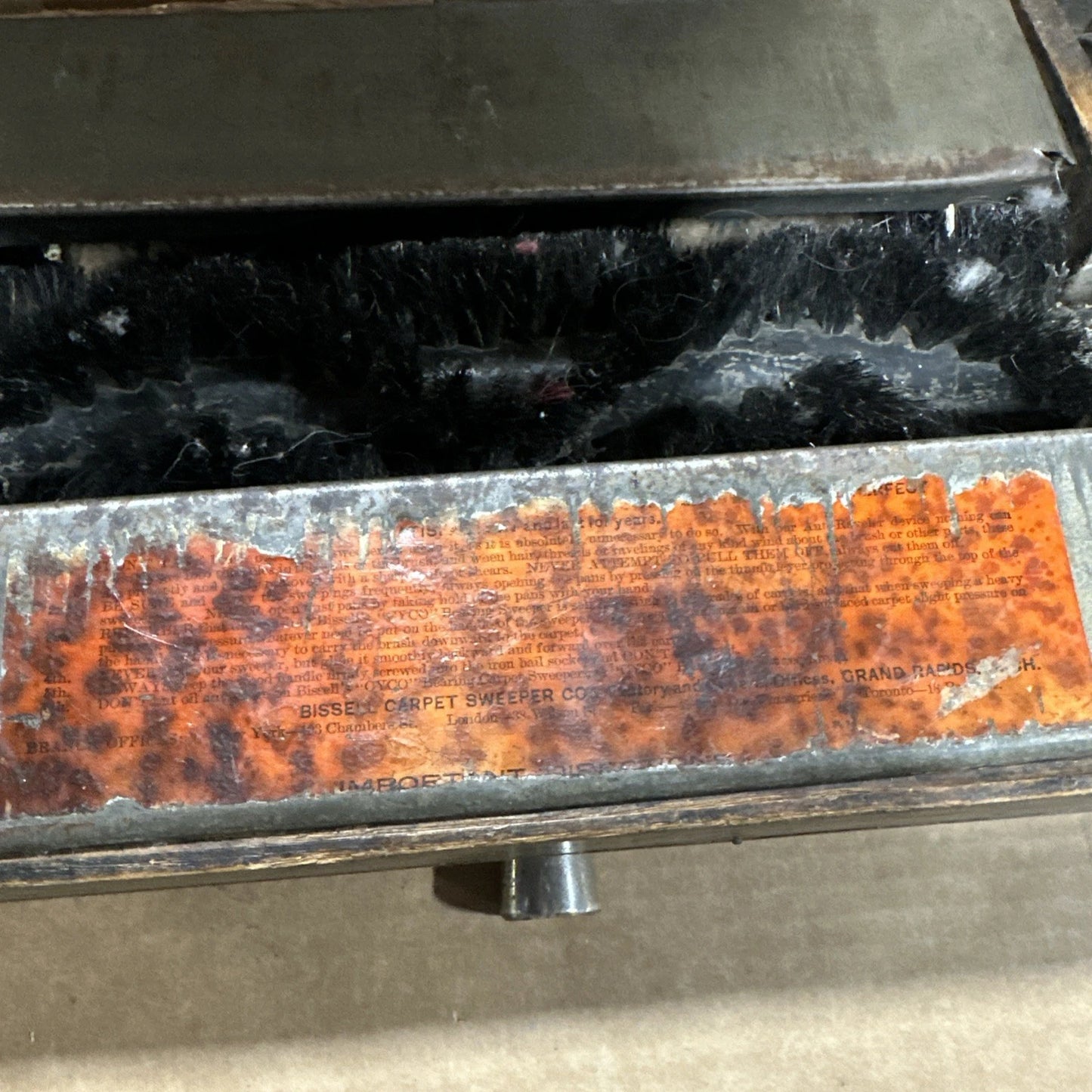 Antique Bissell American Queen Carpet Sweeper Cyco BearingCast Iron 1890 No Poll