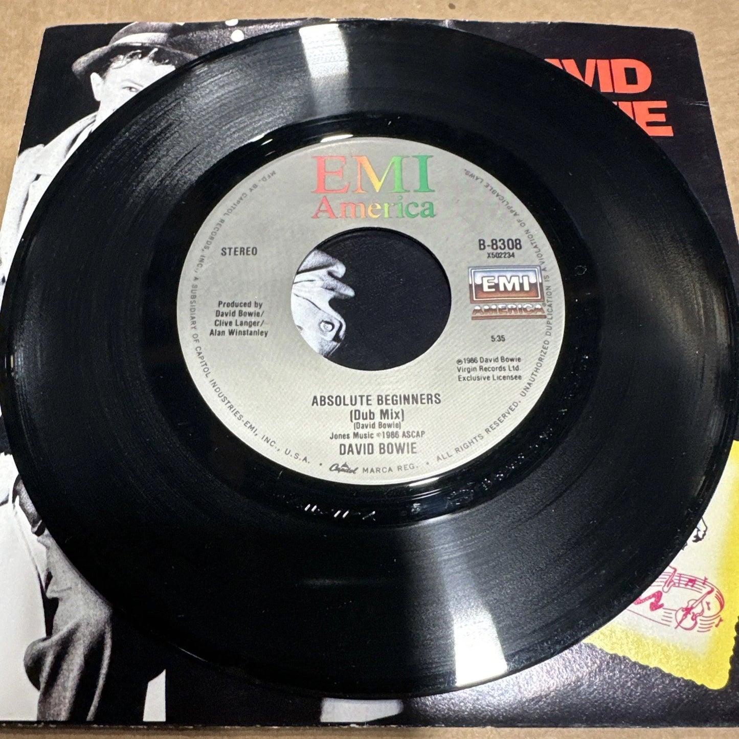 OPENED- EMI AMERICA RECORDS- DAVID BOWIE "Absolute Beginners" 7-INCH SINGLE