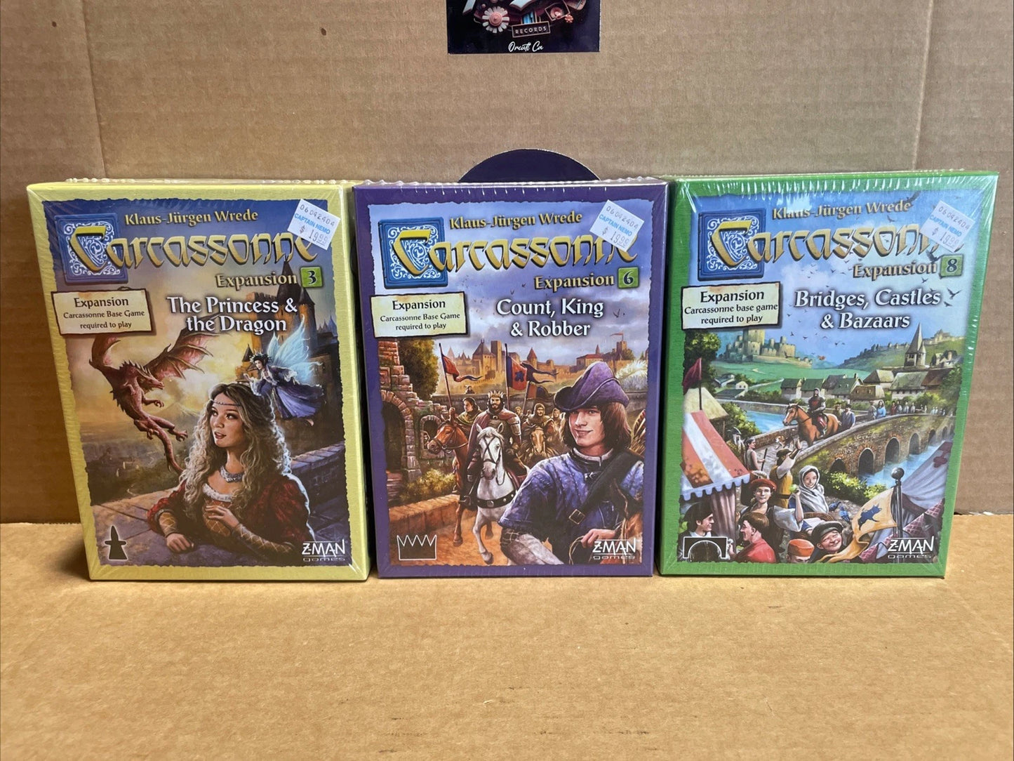 Carcassonne Expansion #3 + Expansion 6 + Expansion 8 Z-Man Games Brand New Lot 3