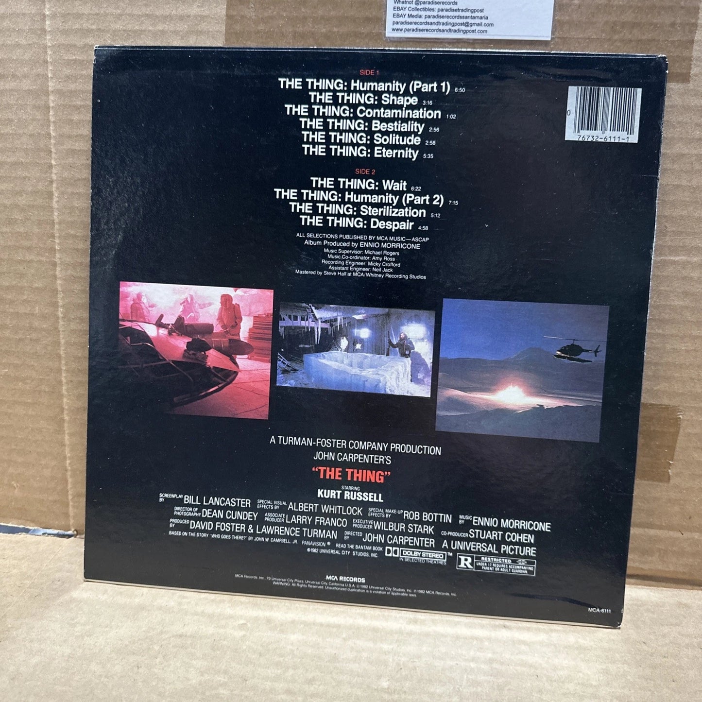 John Carpenter's The Thing Soundtrack LP 1982 Pressing Ennio Morricone MCA 6111