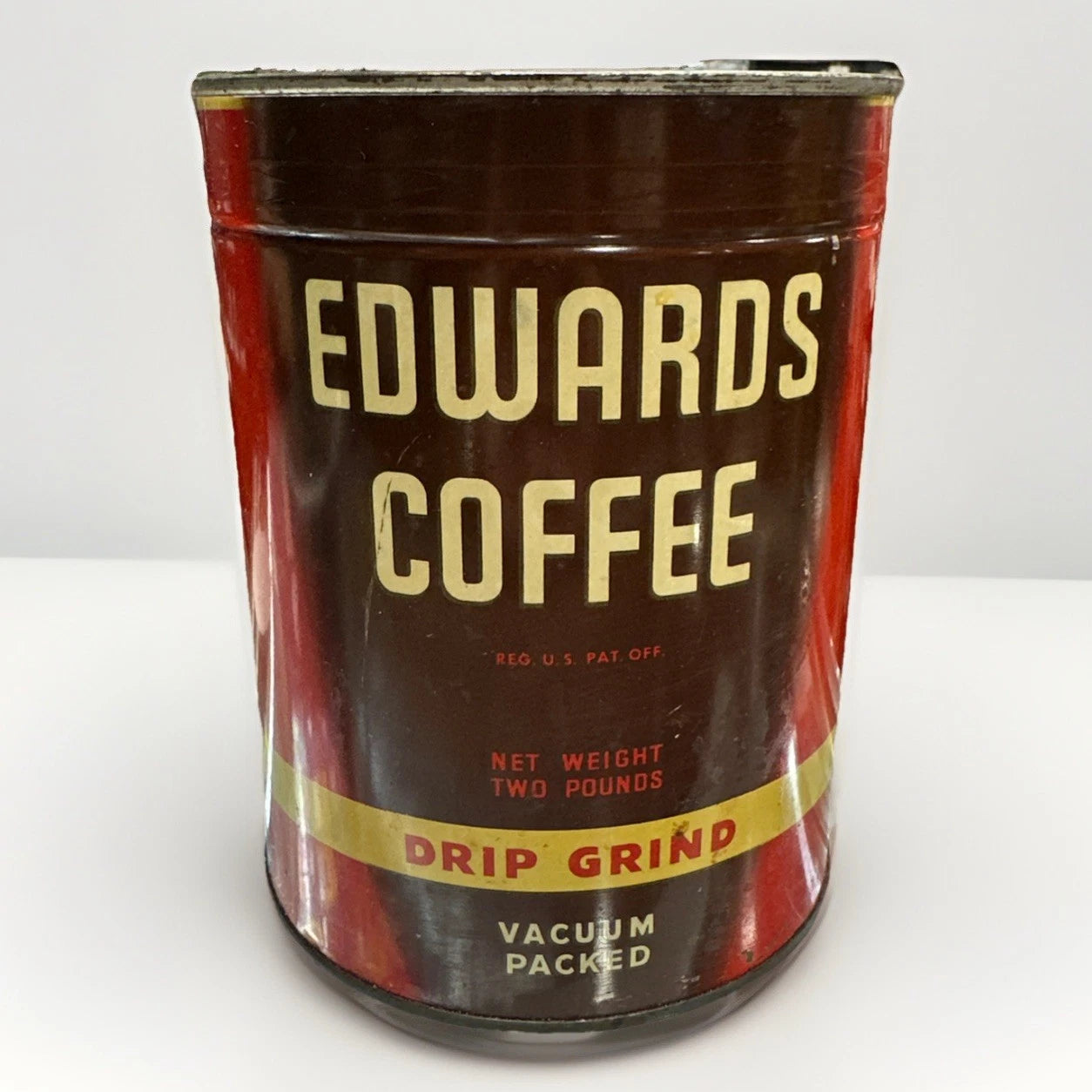 RARE SEALED Antique Vtg 2 Lb Edward’s Coffee Can W/ Attached KEY
