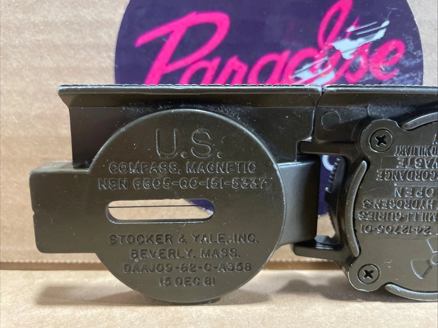 1986 U.S. Military Magnetic Compass Army Stocker Yale NSN 6605-00-151-5337