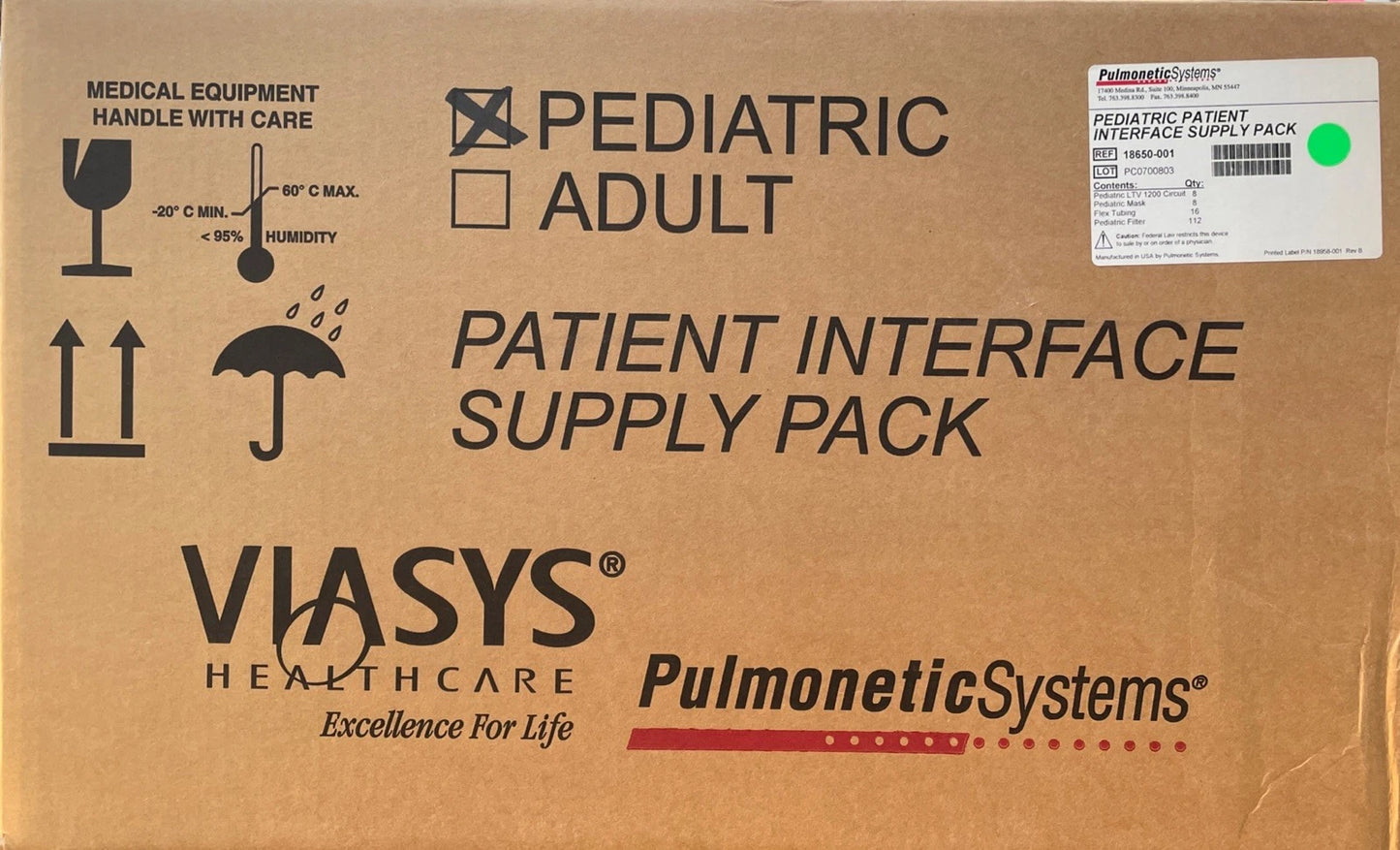 VIASYS pediatric Patient Interface Supply Pack REF 18650-001