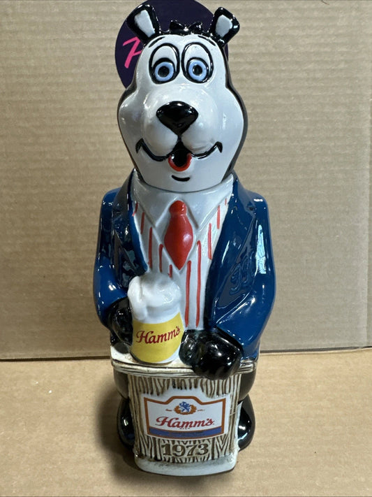 Hamm's Beer Bear Suit Vintage 1973 Ceramarte Blue Suit Growler Bottle Decanter