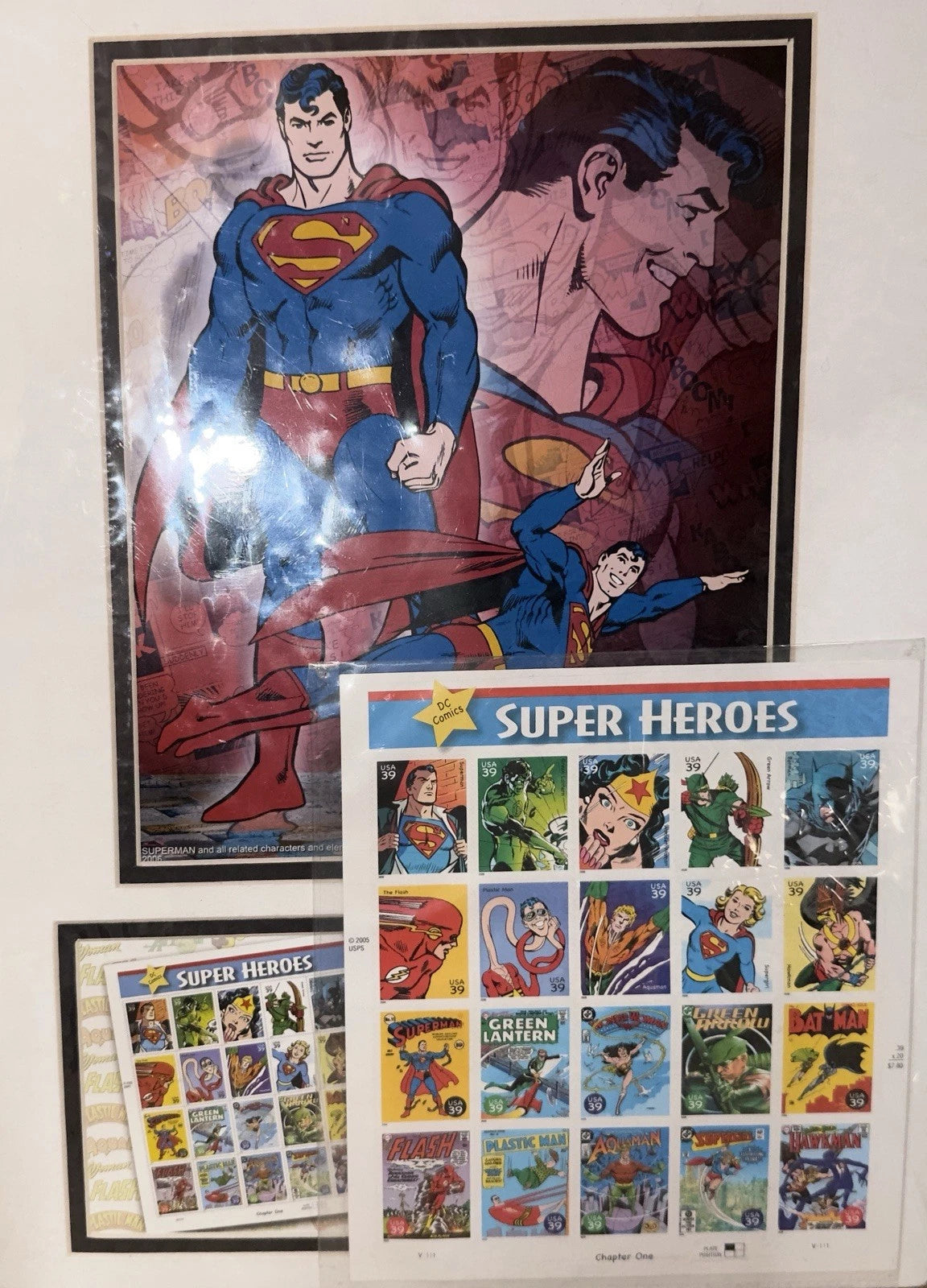 Rare 2006 SDCC Superman Matted Art Print & USPS Stamp Combo – Factory Sealed!