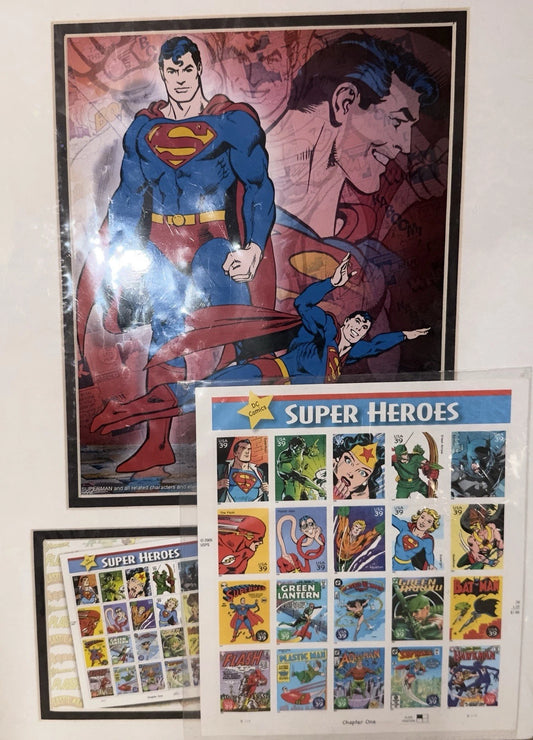 Rare 2006 SDCC Superman Matted Art Print & USPS Stamp Combo – Factory Sealed!