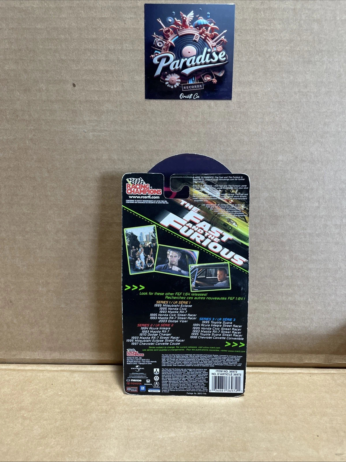 Racing Champions The Fast & The Furious 1995 Toyota Supra "Super" Print ERROR