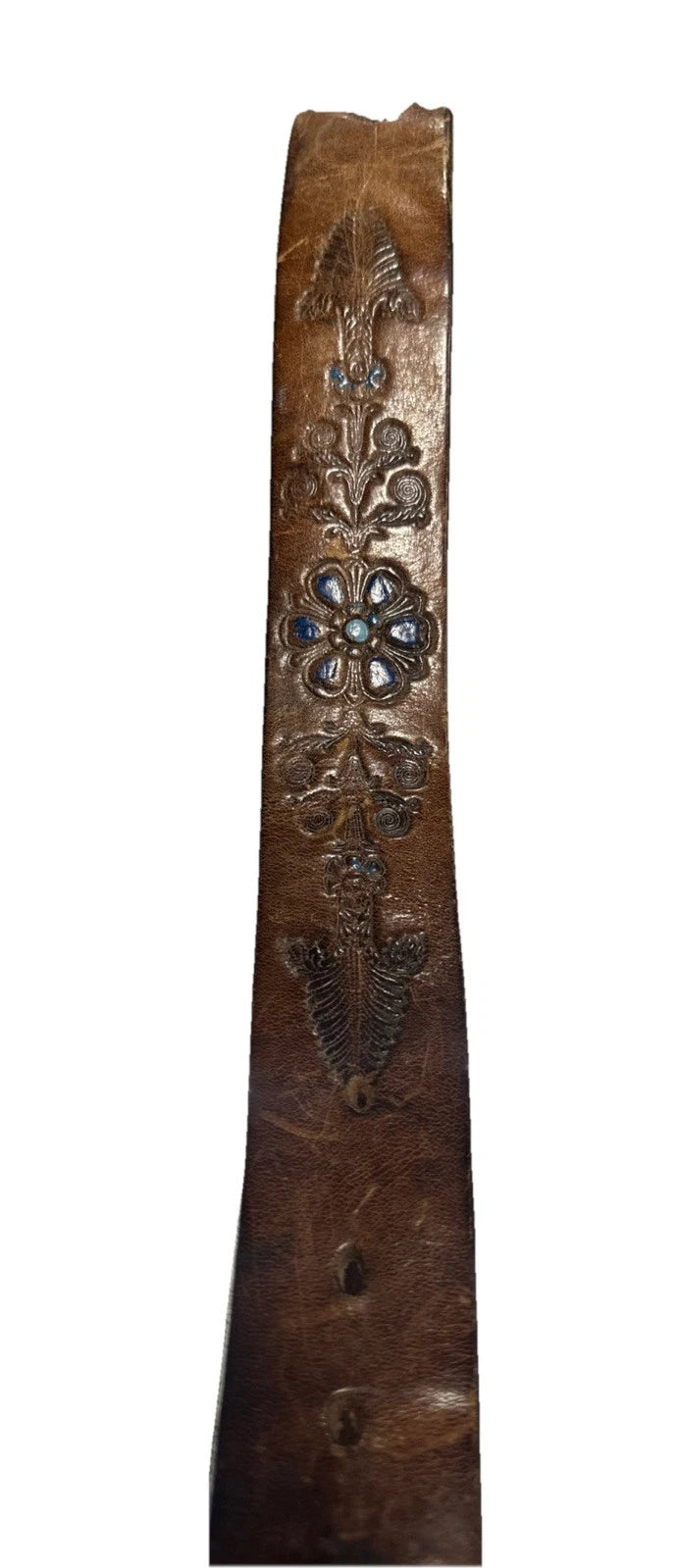 Vtg 70s Native American Nickel Silver Faux Turquoise Men's Belt Buckle (36 Belt)