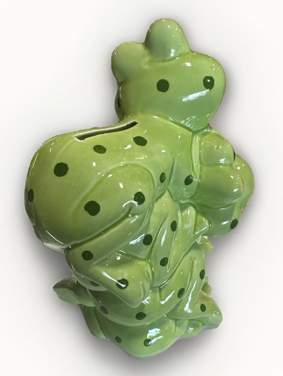 *Rare* Vintage Ceramic Stacked Frog Bank Excellent Condition 1980s 5”x 8”
