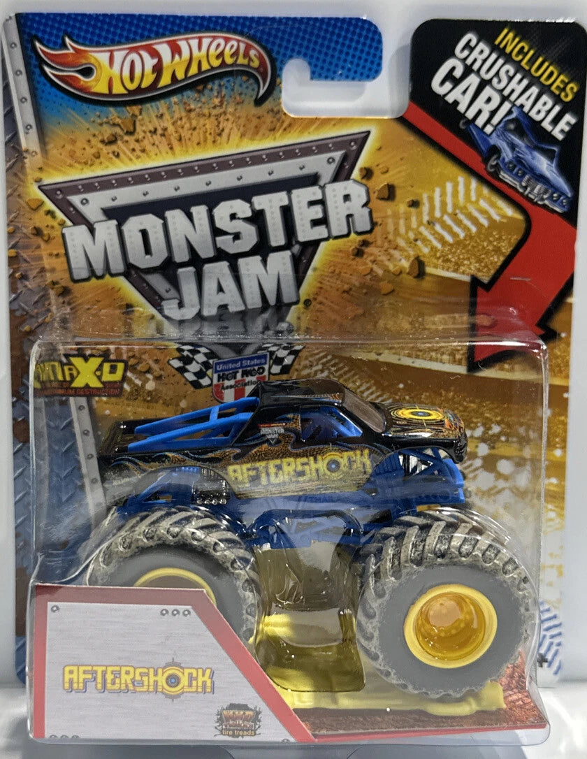 Monster Jam Hot Wheels 1:64 crushable car "Aftershock" MIP VHT
