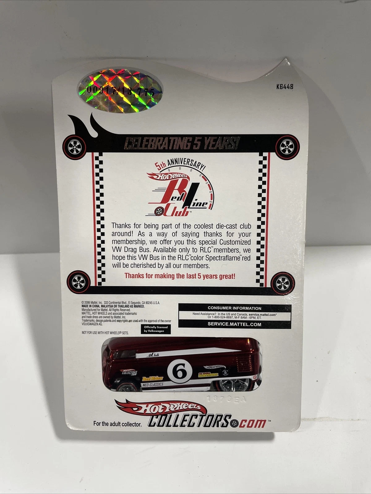 Hot Wheels Redline Club RLC Exclusive 2006 Customized VW Drag Bus 00917/13775