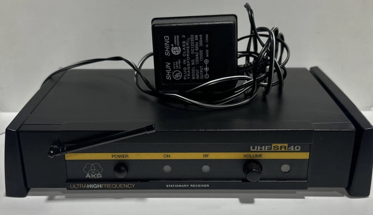 AKG UHF SR40 Wireless Receiver 750.900 MHz tested with power adapter