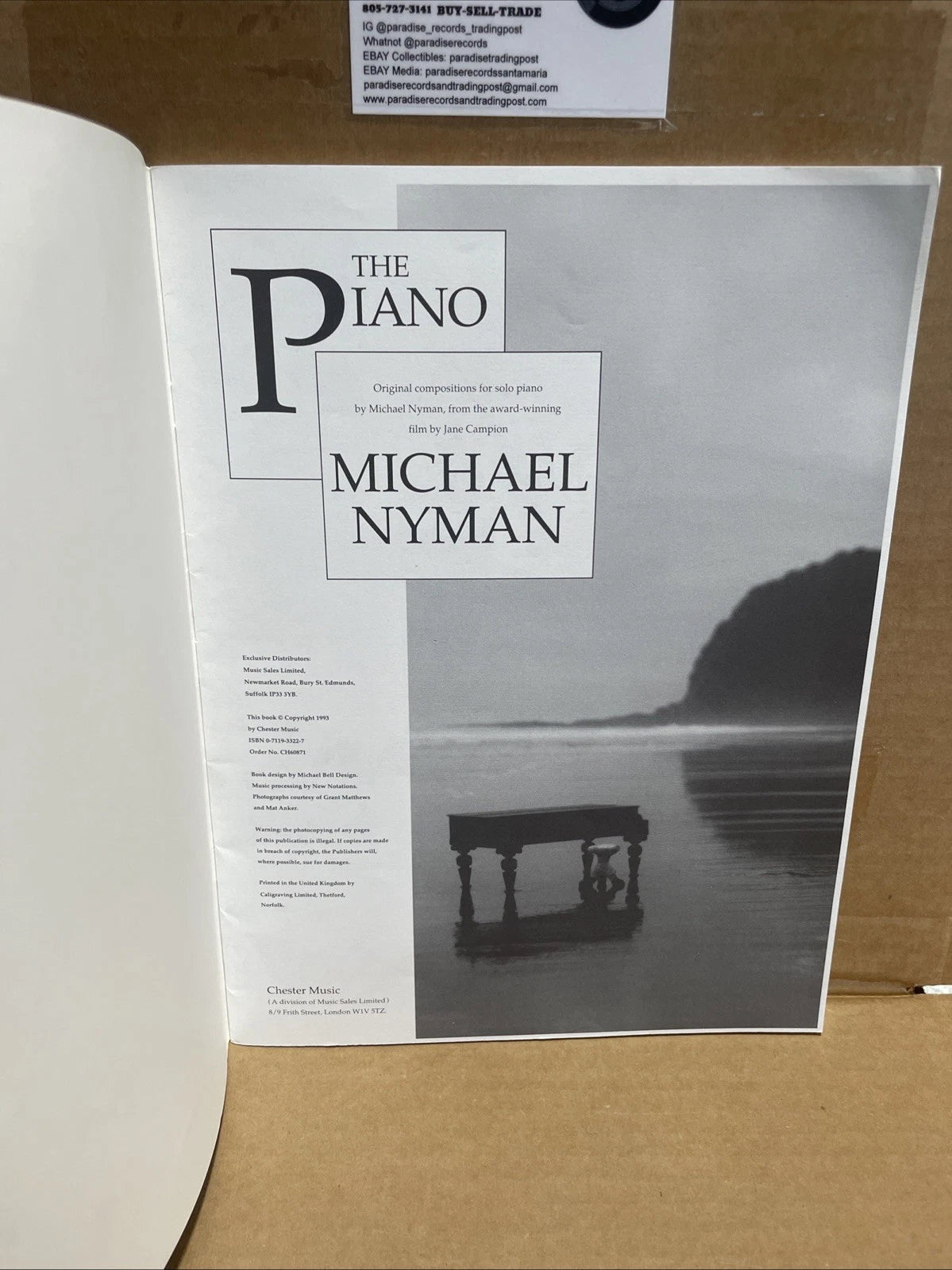 The Piano Movie Music by Michael Nyman Piano Solo Advanced Sheet Music Book