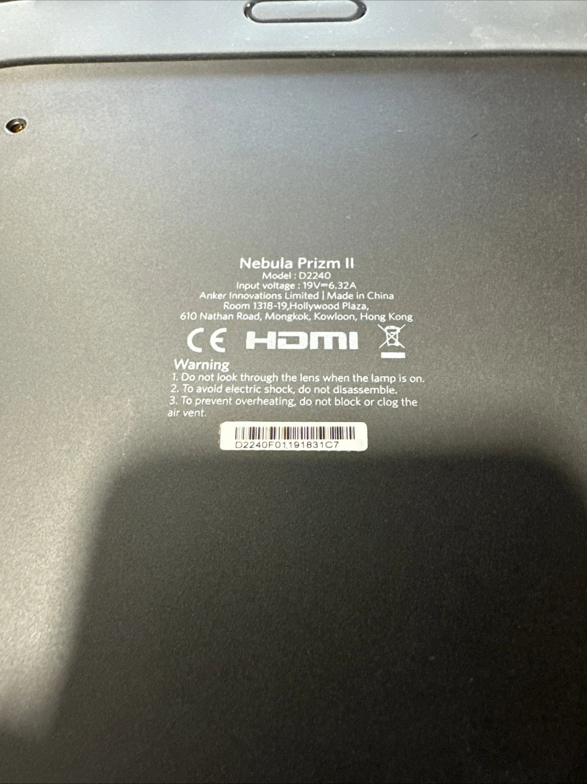 Nebula Prizm II LCD MultiMedia Projector Unknown Lamp Hour
