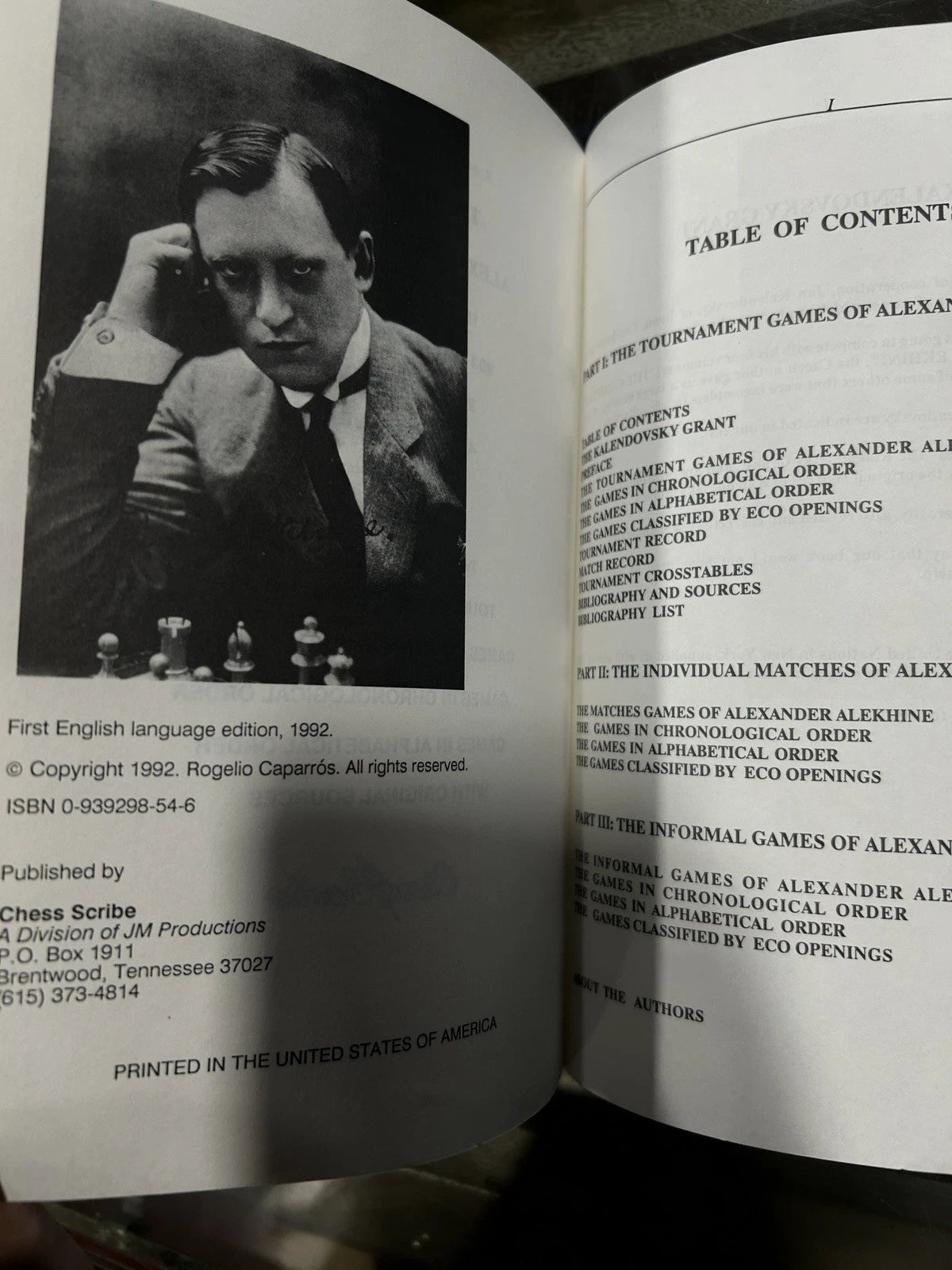 The Games Of Akekhine By Caparros & Ladhe HC 1st Like New